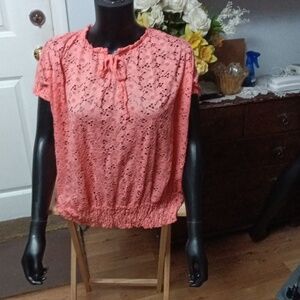 Just Be Coral Lace Blouse